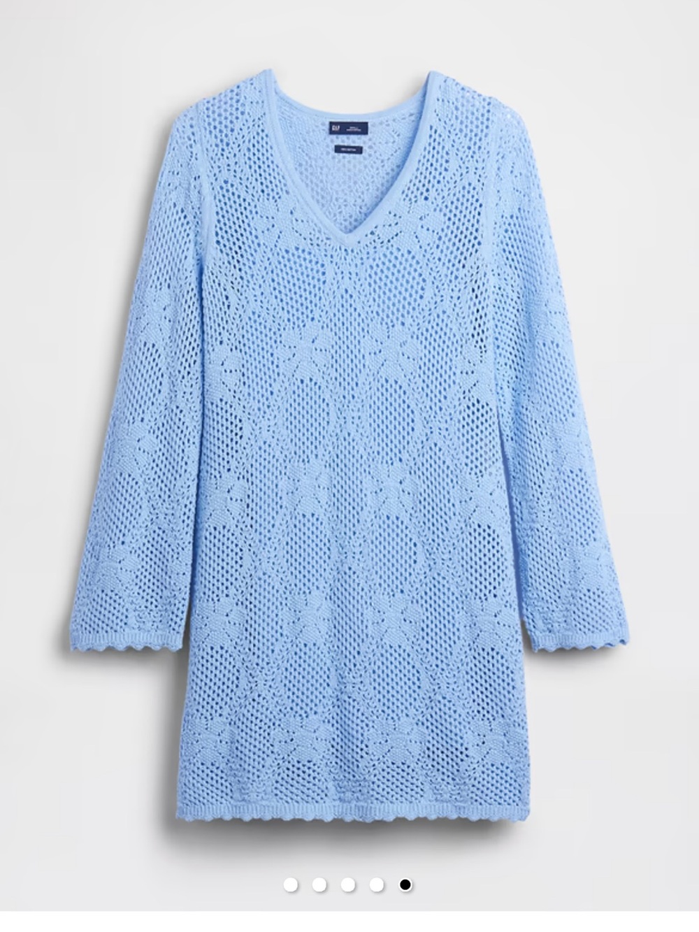 GAP Light Blue Crochet V-Neck Mini Dress